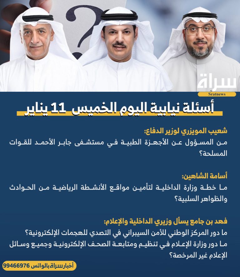 أسئلة نيابية اليوم الخميس  11 يناير